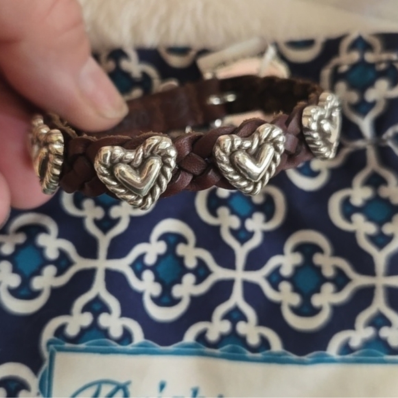 Brighton Jewelry - Brighton Vintage Roped Heart Braided Bandit Brown Leather Bracelet NWT